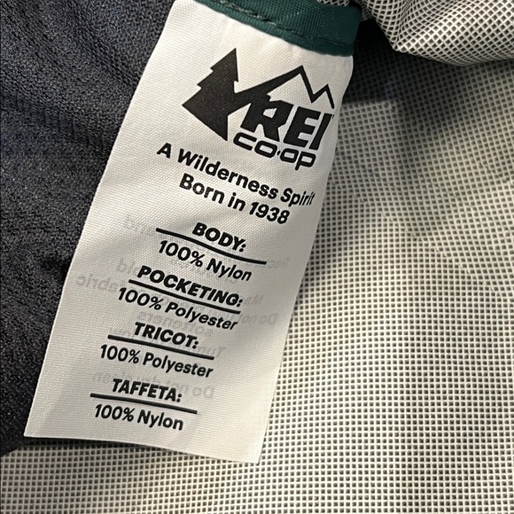 REI Peak 2.5L Rain Jacket Green Teal Hooded Waterproof Shell Size L - Picture 11 of 13